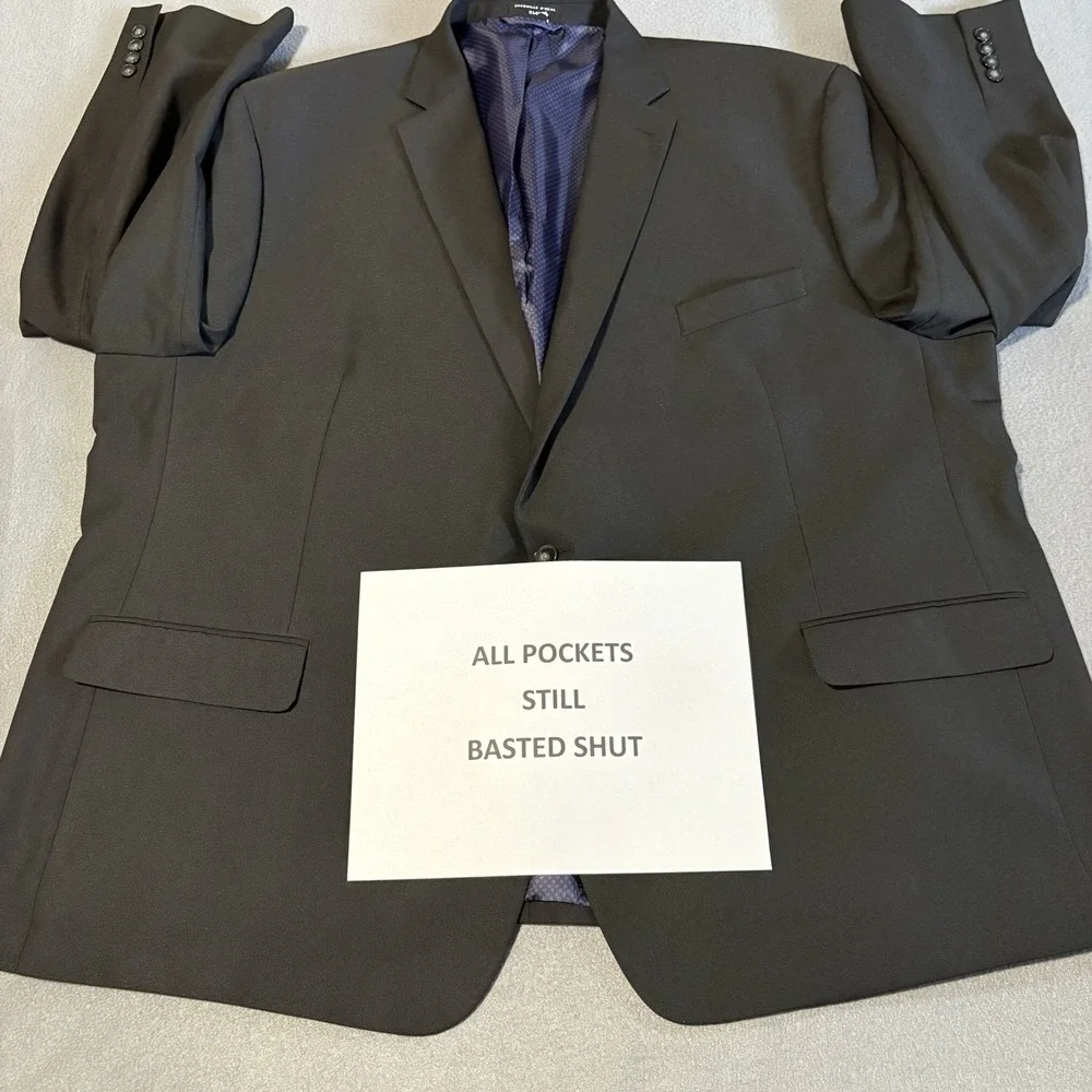 Shaquille O'Neal Blazer XLG 56R Black Solid Sport Coat Jacket Modern Travel‎ NEW